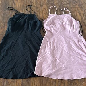 Black and Pink Mini Spaghetti Strap Dresses